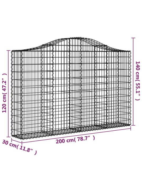 Kaarevat kivikorit 3 kpl 200x30x120/140 cm galvanoitu rauta