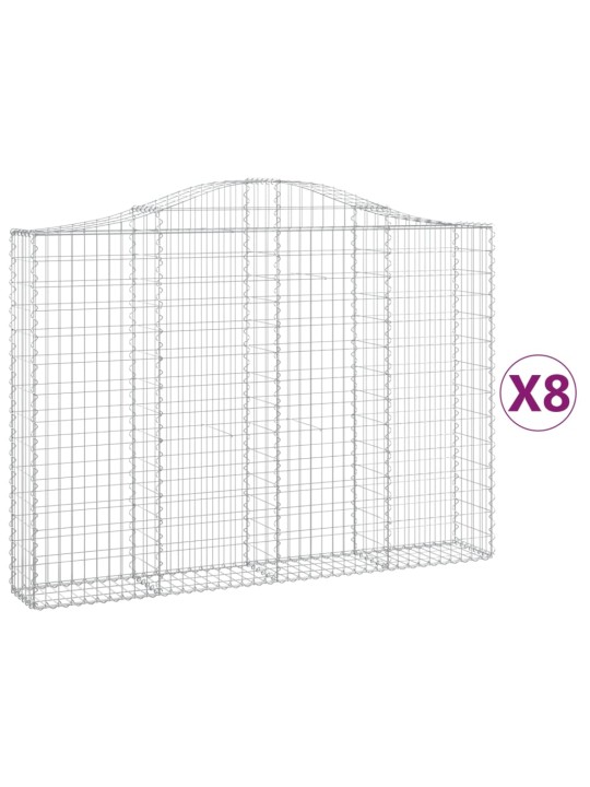 Kaarevat kivikorit 8 kpl 200x30x140/160 cm galvanoitu rauta