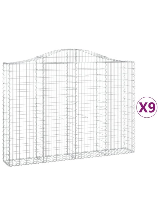 Kaarevat kivikorit 9 kpl 200x30x140/160 cm galvanoitu rauta