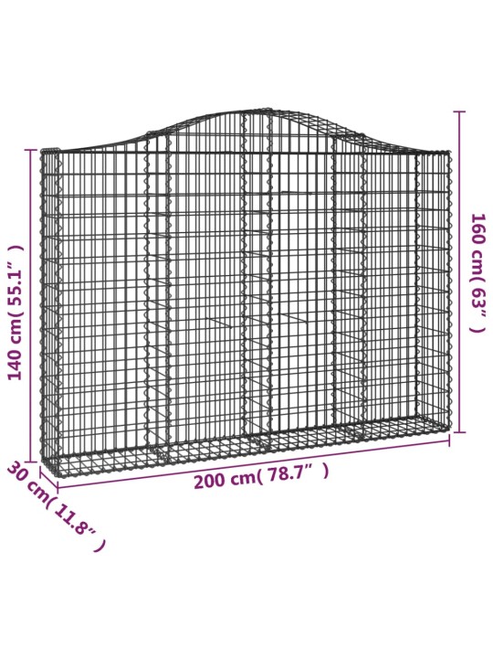 Kaarevat kivikorit 10 kpl 200x30x140/160 cm galvanoitu rauta