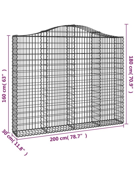 Kaarevat kivikorit 4 kpl 200x30x160/180 cm galvanoitu rauta