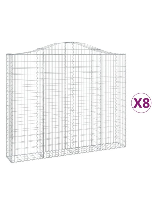 Kaarevat kivikorit 8 kpl 200x30x160/180 cm galvanoitu rauta