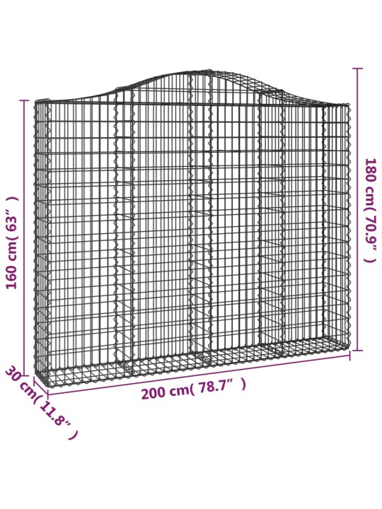 Kaarevat kivikorit 10 kpl 200x30x160/180 cm galvanoitu rauta