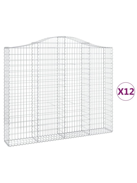 Kaarevat kivikorit 12 kpl 200x30x160/180 cm galvanoitu rauta