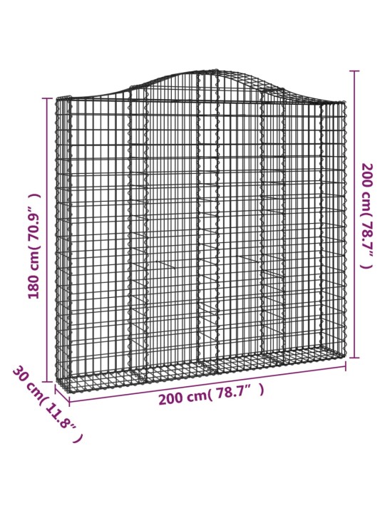 Kaarevat kivikorit 3 kpl 200x30x180/200 cm galvanoitu rauta