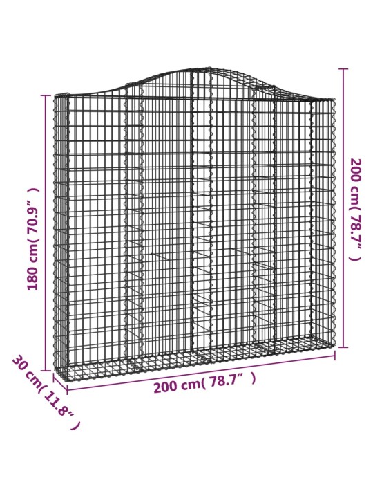 Kaarevat kivikorit 6 kpl 200x30x180/200 cm galvanoitu rauta