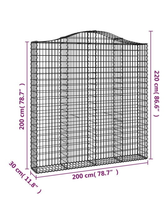 Kaarevat kivikorit 2 kpl 200x30x200/220 cm galvanoitu rauta