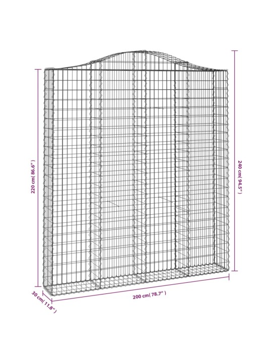 Kaarevat kivikorit 2 kpl 200x30x220/240 cm galvanoitu rauta