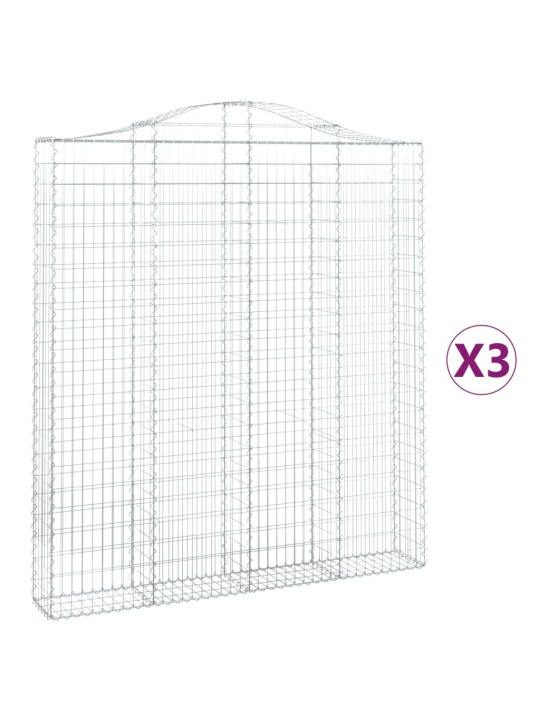 Kaarevat kivikorit 3 kpl 200x30x220/240 cm galvanoitu rauta