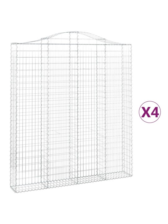 Kaarevat kivikorit 4 kpl 200x30x220/240 cm galvanoitu rauta