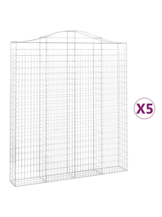 Kaarevat kivikorit 5 kpl 200x30x220/240 cm galvanoitu rauta