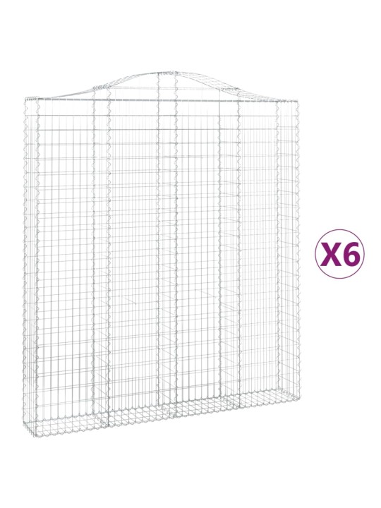 Kaarevat kivikorit 6 kpl 200x30x220/240 cm galvanoitu rauta