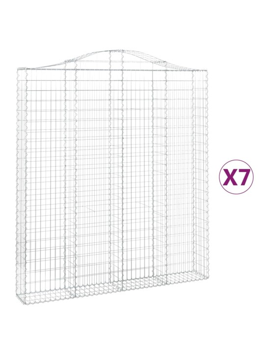 Kaarevat kivikorit 7 kpl 200x30x220/240 cm galvanoitu rauta