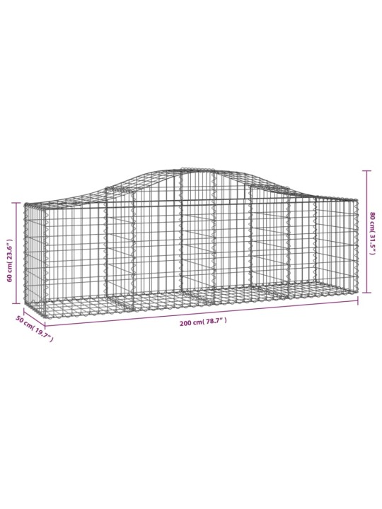 Kaarevat kivikorit 4 kpl 200x50x60/80 cm galvanoitu rauta