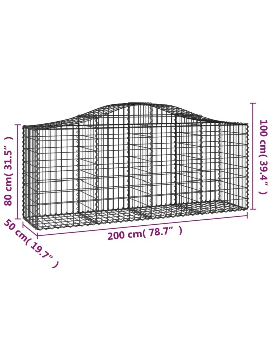 Kaarevat kivikorit 2 kpl 200x50x80/100 cm galvanoitu rauta