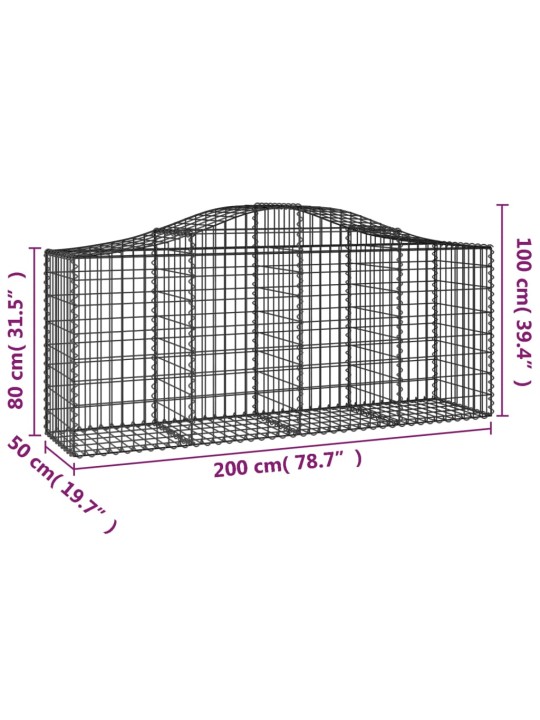 Kaarevat kivikorit 7 kpl 200x50x80/100 cm galvanoitu rauta