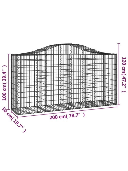 Kaarevat kivikorit 2 kpl 200x50x100/120 cm galvanoitu rauta