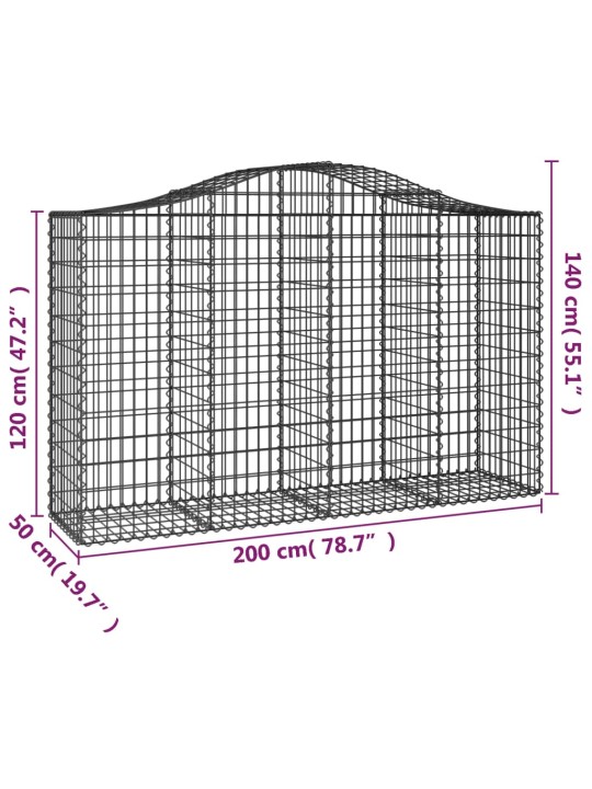 Kaarevat kivikorit 2 kpl 200x50x120/140 cm galvanoitu rauta