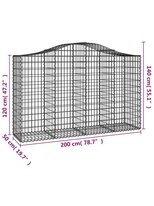 Kaarevat kivikorit 3 kpl 200x50x120/140 cm galvanoitu rauta