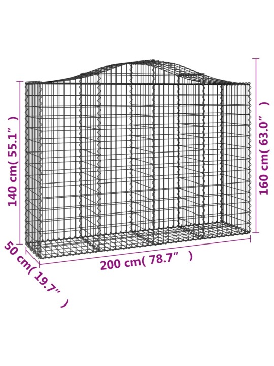 Kaarevat kivikorit 2 kpl 200x50x140/160 cm galvanoitu rauta