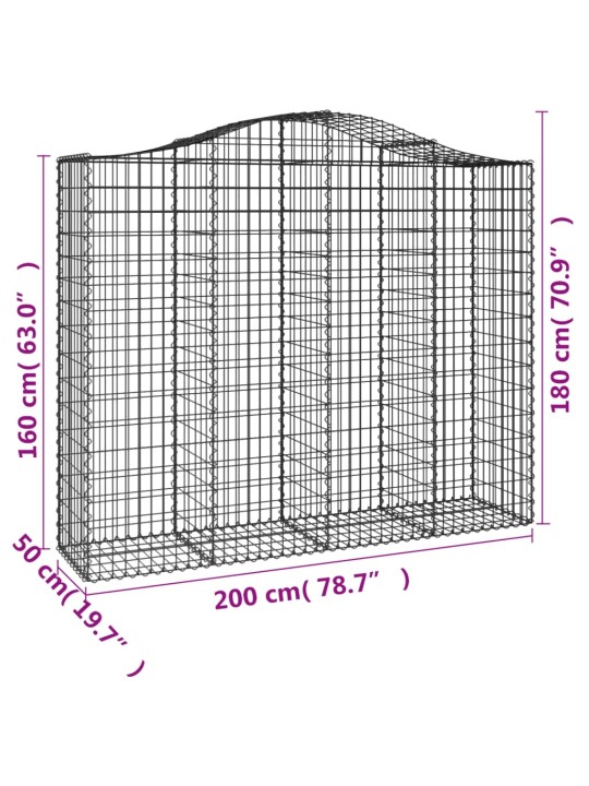 Kaarevat kivikorit 2 kpl 200x50x160/180 cm galvanoitu rauta