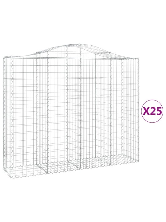 Kaarevat kivikorit 25 kpl 200x50x160/180 cm galvanoitu rauta