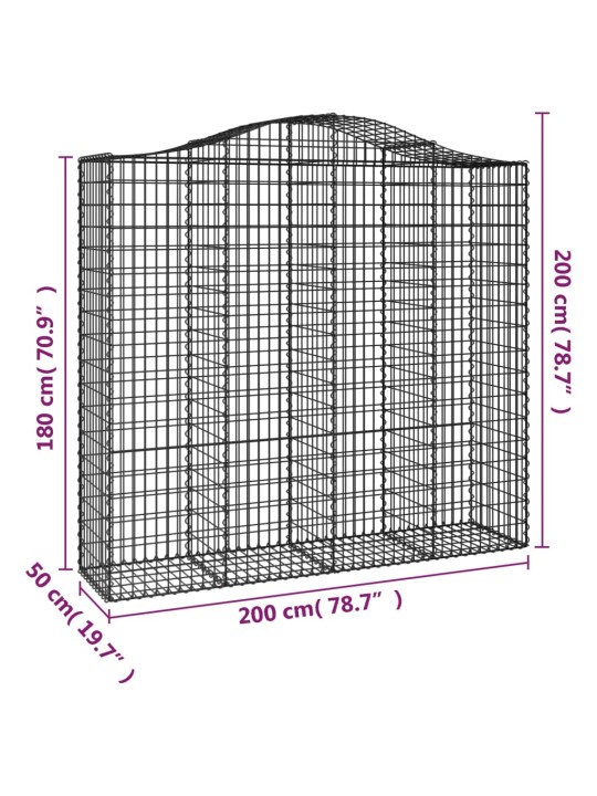 Kaarevat kivikorit 2 kpl 200x50x180/200 cm galvanoitu rauta