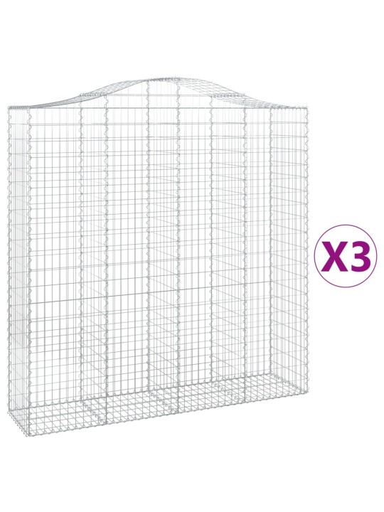 Kaarevat kivikorit 3 kpl 200x50x200/220 cm galvanoitu rauta