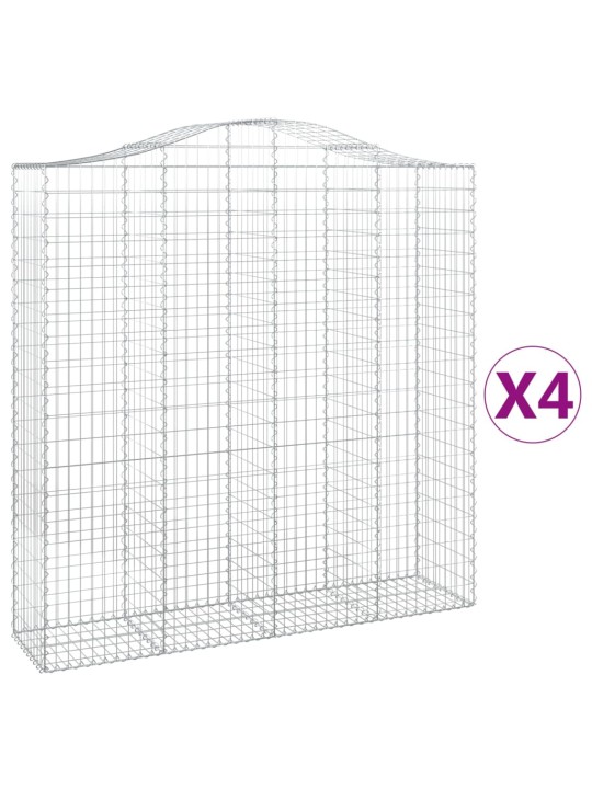 Kaarevat kivikorit 4 kpl 200x50x200/220 cm galvanoitu rauta