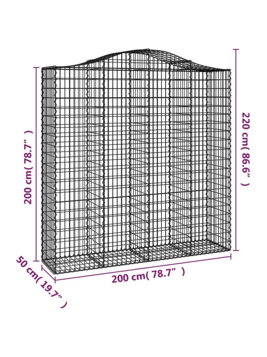 Kaarevat kivikorit 8 kpl 200x50x200/220 cm galvanoitu rauta