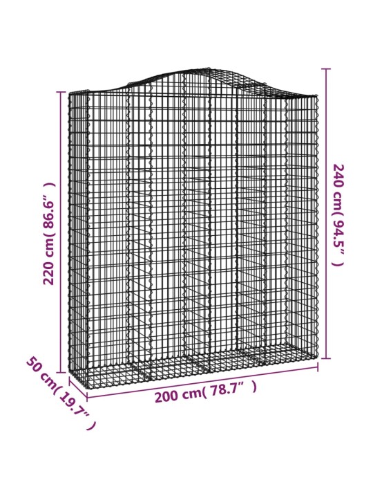 Kaarevat kivikorit 2 kpl 200x50x220/240 cm galvanoitu rauta