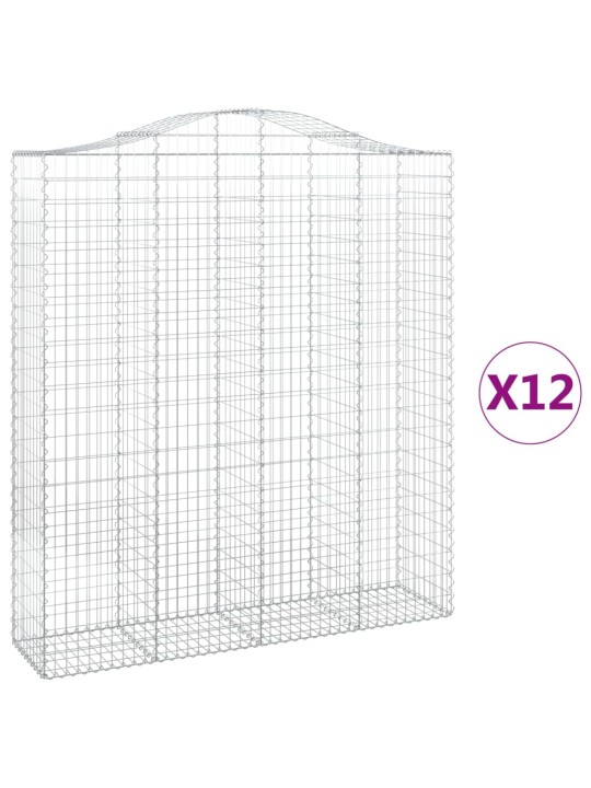 Kaarevat kivikorit 12 kpl 200x50x220/240 cm galvanoitu rauta