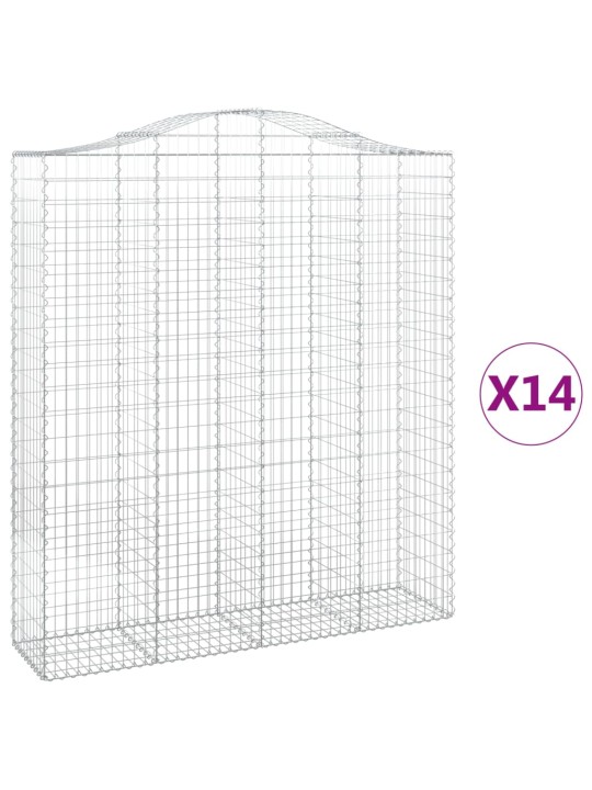 Kaarevat kivikorit 14 kpl 200x50x220/240 cm galvanoitu rauta