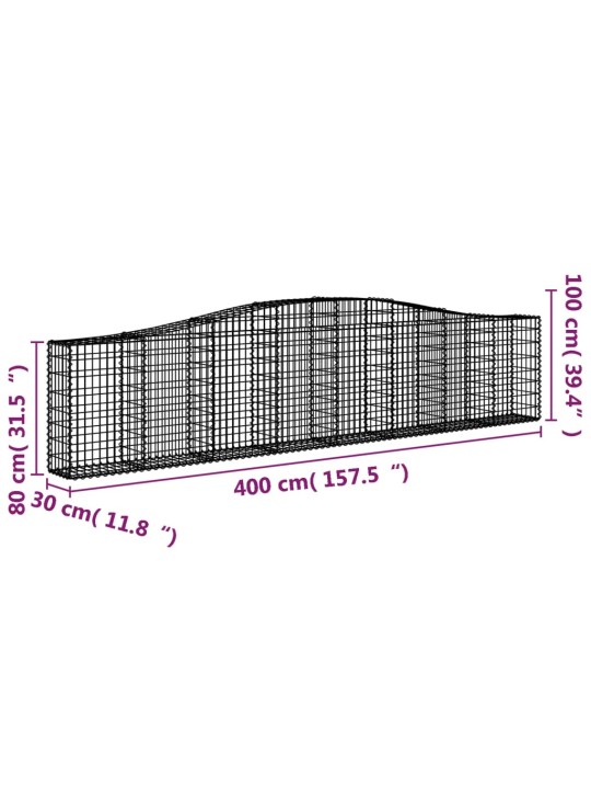 Kaarevat kivikorit 2 kpl 400x30x80/100 cm galvanoitu rauta