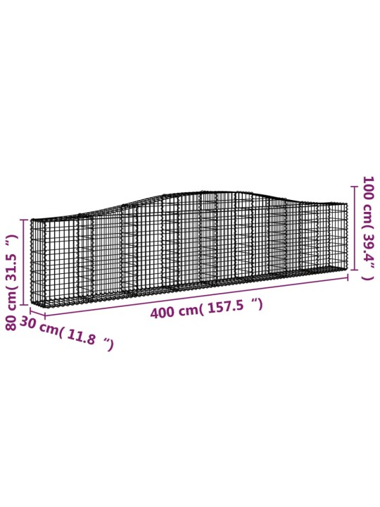 Kaarevat kivikorit 9 kpl 400x30x80/100 cm galvanoitu rauta