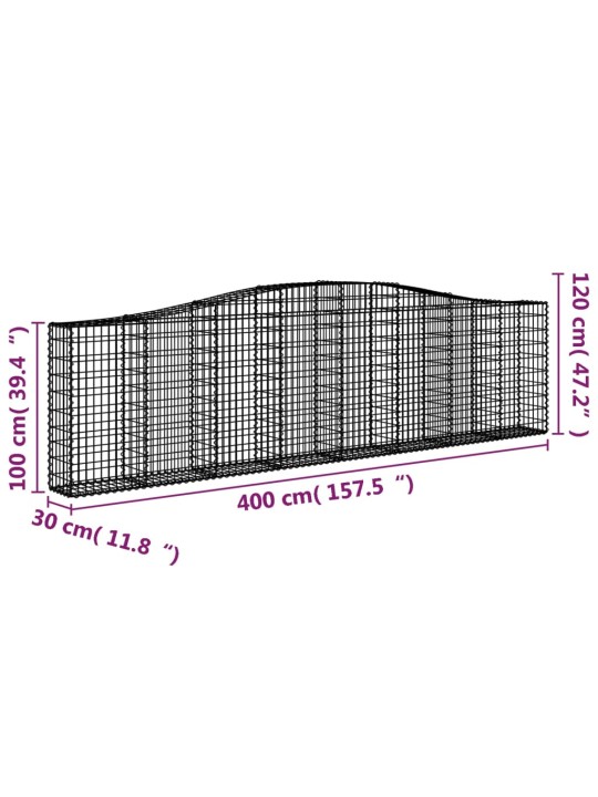 Kaarevat kivikorit 2 kpl 400x30x100/120 cm galvanoitu rauta