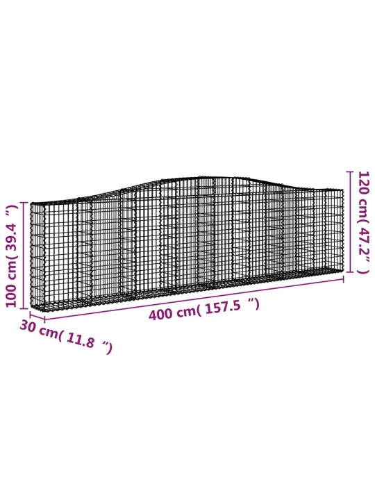 Kaarevat kivikorit 20 kpl 400x30x100/120 cm galvanoitu rauta