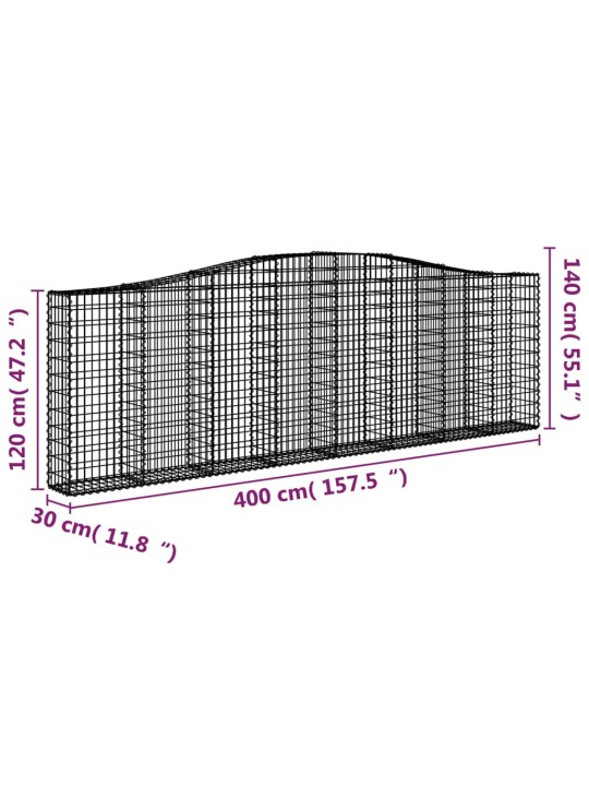 Kaarevat kivikorit 2 kpl 400x30x120/140 cm galvanoitu rauta