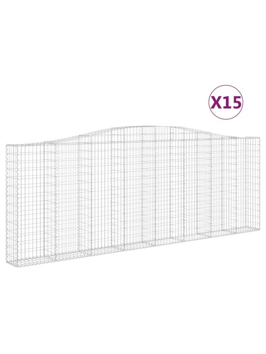 Kaarevat kivikorit 15 kpl 400x30x140/160 cm galvanoitu rauta