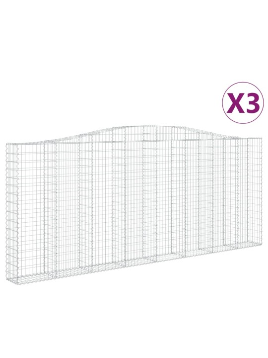 Kaarevat kivikorit 3 kpl 400x30x160/180 cm galvanoitu rauta