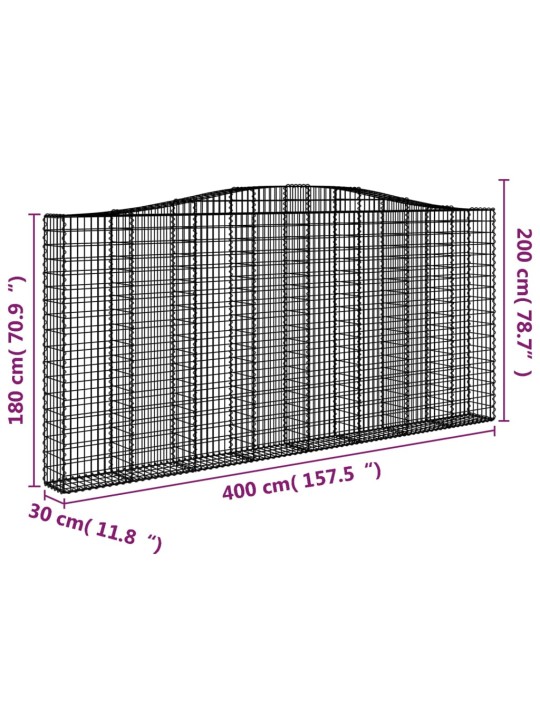 Kaarevat kivikorit 2 kpl 400x30x180/200 cm galvanoitu rauta