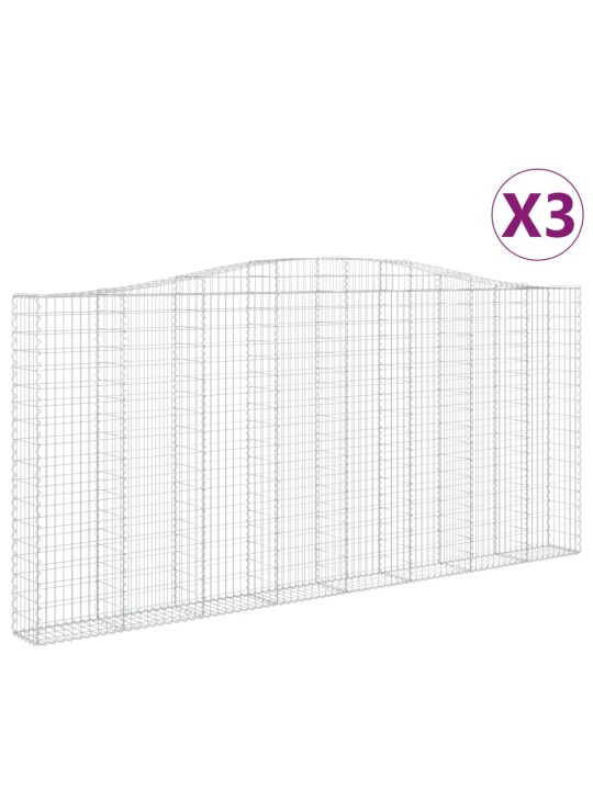 Kaarevat kivikorit 3 kpl 400x30x180/200 cm galvanoitu rauta