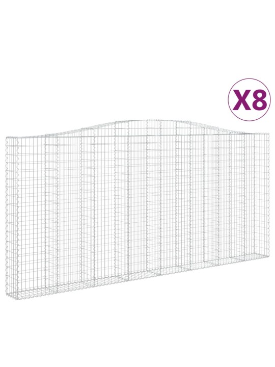 Kaarevat kivikorit 8 kpl 400x30x180/200 cm galvanoitu rauta