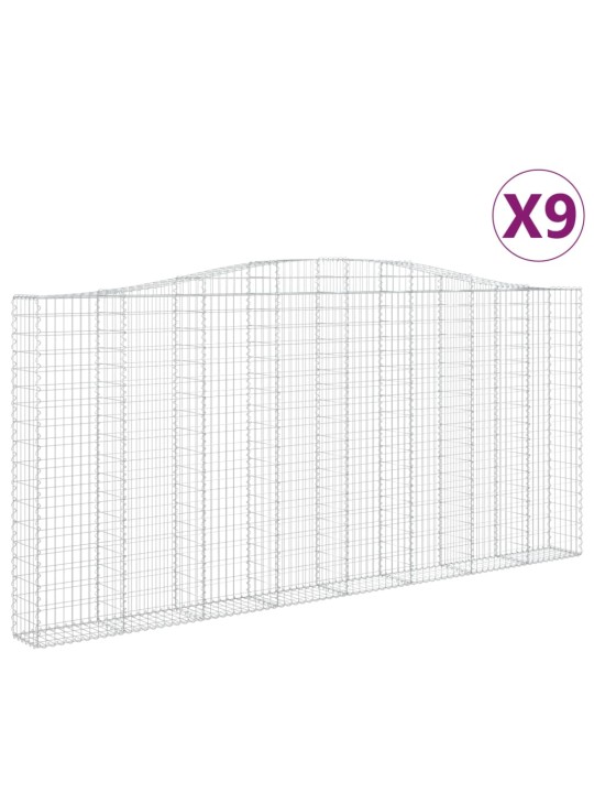 Kaarevat kivikorit 9 kpl 400x30x180/200 cm galvanoitu rauta