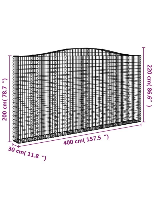 Kaarevat kivikorit 2 kpl 400x30x200/220 cm galvanoitu rauta