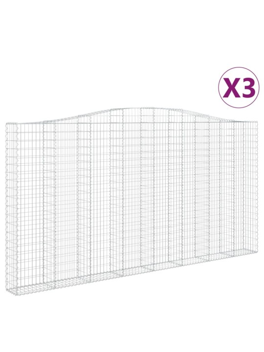 Kaarevat kivikorit 3 kpl 400x30x200/220 cm galvanoitu rauta