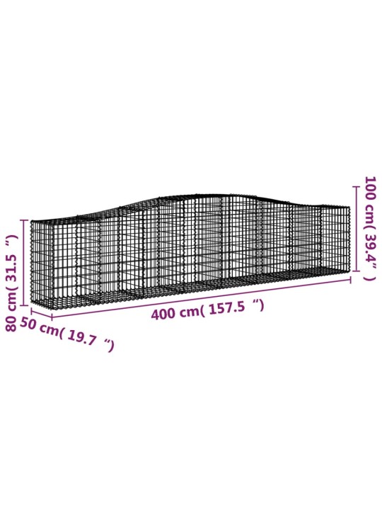 Kaarevat kivikorit 10 kpl 400x50x80/100 cm galvanoitu rauta