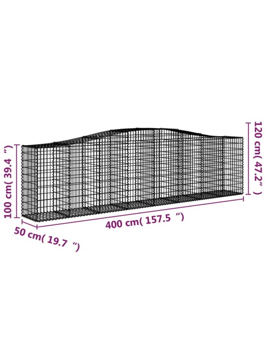 Kaarevat kivikorit 8 kpl 400x50x100/120 cm galvanoitu rauta