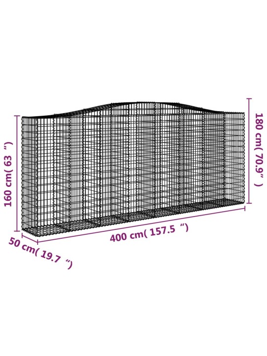 Kaarevat kivikorit 2 kpl 400x50x160/180 cm galvanoitu rauta