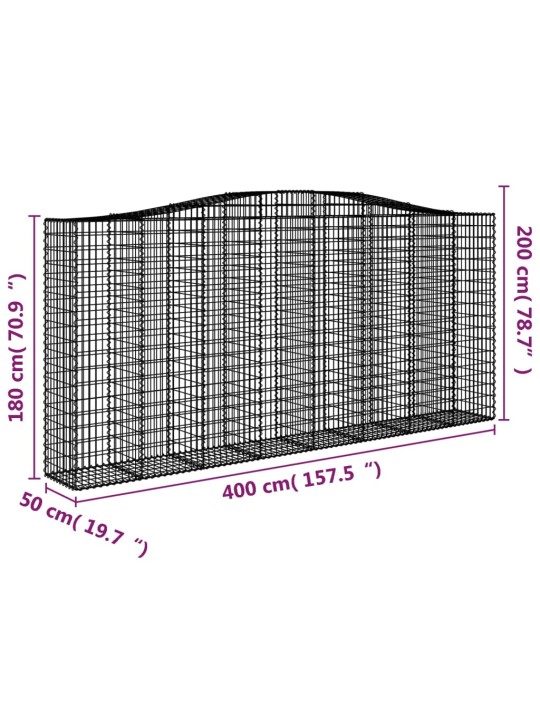 Kaarevat kivikorit 2 kpl 400x50x180/200 cm galvanoitu rauta